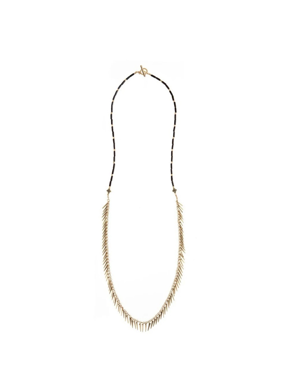 Jenny Bird Palm Black Rope Long Toggle Necklace